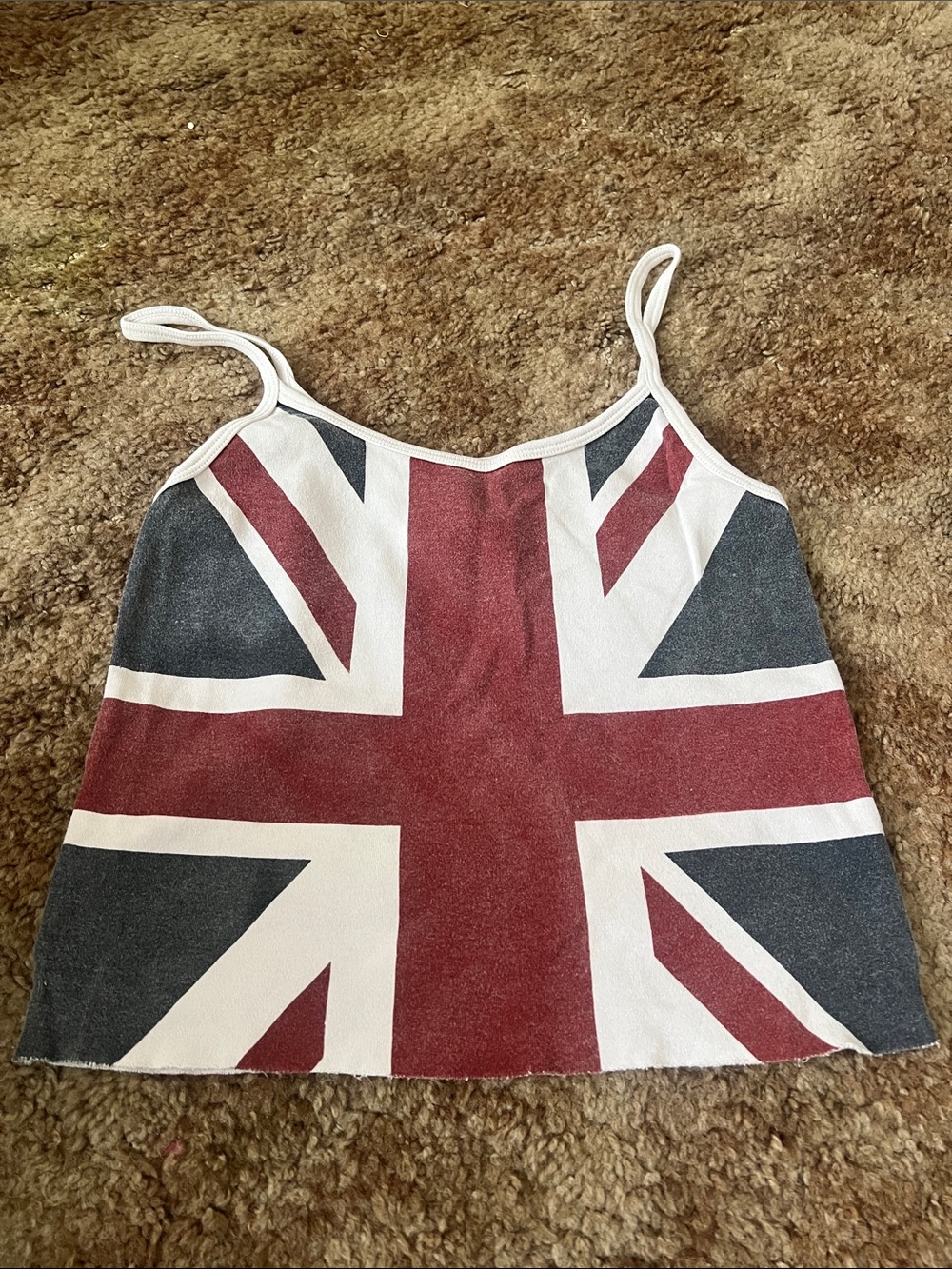 Brandy Melville Union Jack Print Spaghetti Strap Crop Top